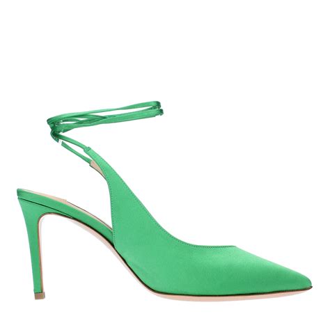 Décolleté verde acid in pelle modello slingback.